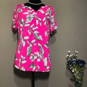 Christopher & Banks Pink Floral Pattern Top